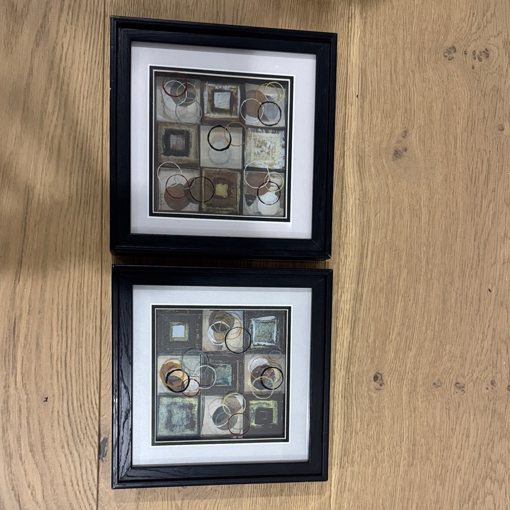 Abstract Geometric Framed Wall Art Set. Each is  8x8.